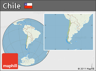 Savanna Style Location Map of Chile, lighten, land only