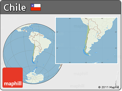 Savanna Style Location Map of Chile, lighten, land only