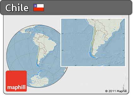 Savanna Style Location Map of Chile, lighten, land only, hill shading