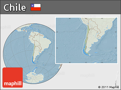 Savanna Style Location Map of Chile, lighten, land only, hill shading