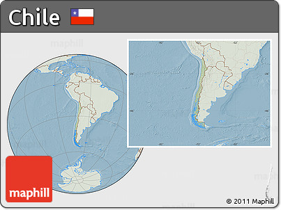 Savanna Style Location Map of Chile, lighten, land only, hill shading