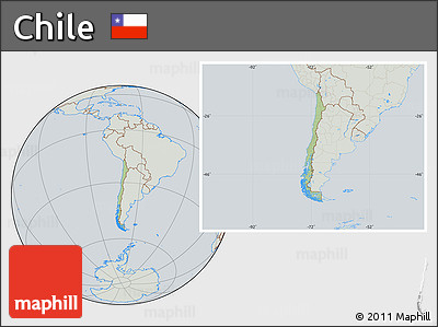 Savanna Style Location Map of Chile, lighten, semi-desaturated