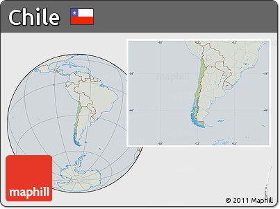 Savanna Style Location Map of Chile, lighten, semi-desaturated