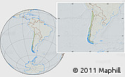 Savanna Style Location Map of Chile, lighten, semi-desaturated, hill shading