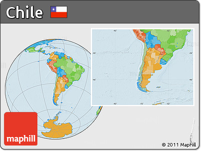 Savanna Style Location Map of Chile, political outside