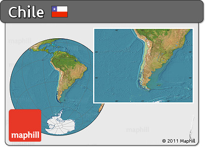 Savanna Style Location Map of Chile, satellite outside