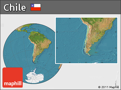 Savanna Style Location Map of Chile, satellite outside
