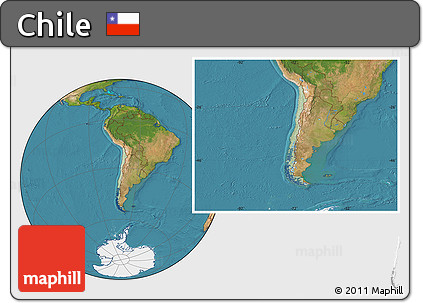 Savanna Style Location Map of Chile, satellite outside, hill shading