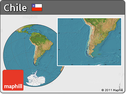 Savanna Style Location Map of Chile, satellite outside, hill shading