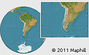 Savanna Style Location Map of Chile, satellite outside, hill shading