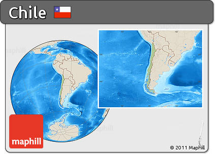 Savanna Style Location Map of Chile, shaded relief outside
