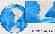 Savanna Style Location Map of Chile, shaded relief outside, hill shading