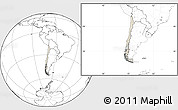 Shaded Relief Location Map of Chile, blank outside