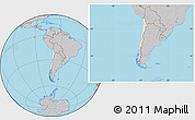 Shaded Relief Location Map of Chile, gray outside