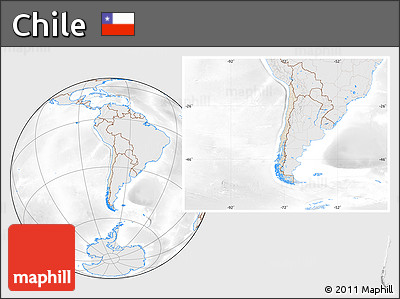 Shaded Relief Location Map of Chile, lighten, desaturated