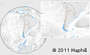 Shaded Relief Location Map of Chile, lighten, desaturated