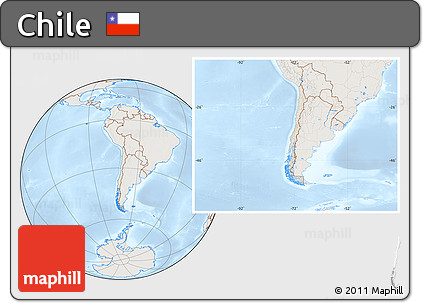 Shaded Relief Location Map of Chile, lighten