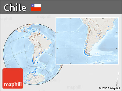 Shaded Relief Location Map of Chile, lighten