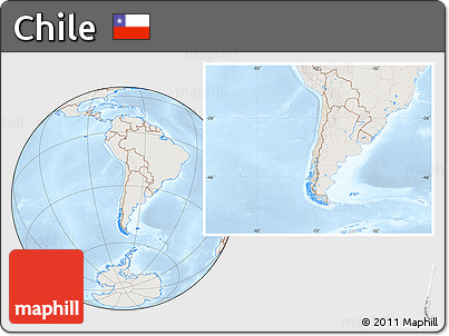 Shaded Relief Location Map of Chile, lighten