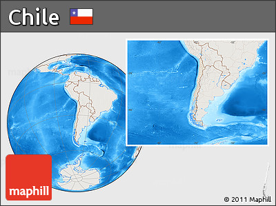Shaded Relief Location Map of Chile, lighten, land only