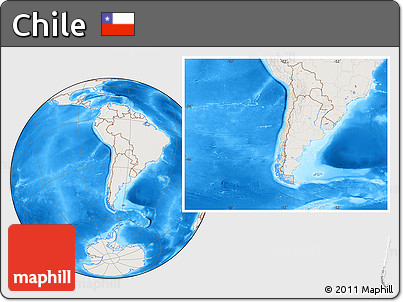 Shaded Relief Location Map of Chile, lighten, land only