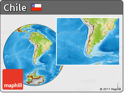 Shaded Relief Location Map of Chile, physical outside
