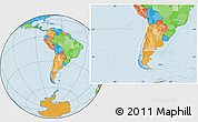 Shaded Relief Location Map of Chile, political outside