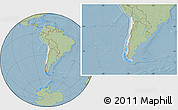 Shaded Relief Location Map of Chile, savanna style outside, hill shading