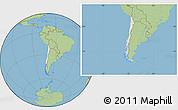 Shaded Relief Location Map of Chile, savanna style outside