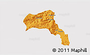 Political 3D Map of Angol, cropped outside