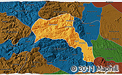 Political 3D Map of Angol, darken