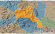 Political 3D Map of Angol, semi-desaturated