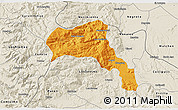 Political 3D Map of Angol, shaded relief outside