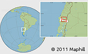 Savanna Style Location Map of Collipulli, highlighted parent region