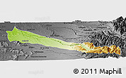 Physical Panoramic Map of Collipulli, darken, desaturated