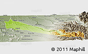Physical Panoramic Map of Collipulli, semi-desaturated