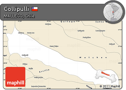 Classic Style Simple Map of Collipulli
