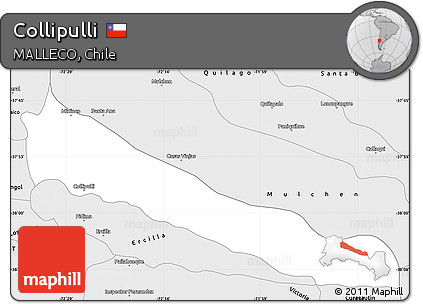 Silver Style Simple Map of Collipulli