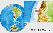 Physical Location Map of Curacautin, highlighted country, highlighted parent region