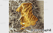Physical 3D Map of Lonquimay, semi-desaturated