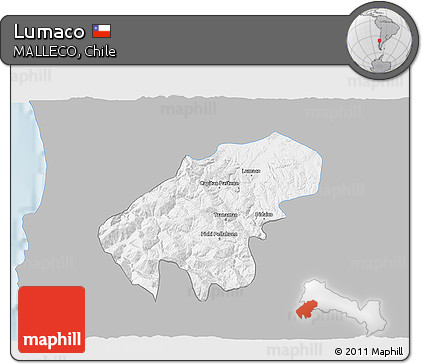 Gray 3D Map of Lumaco, single color outside