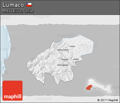 Gray 3D Map of Lumaco, single color outside