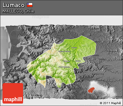 Physical 3D Map of Lumaco, darken, desaturated