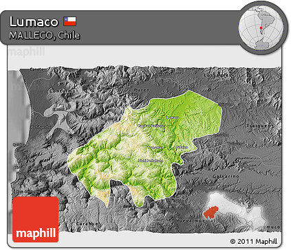 Physical 3D Map of Lumaco, darken, desaturated