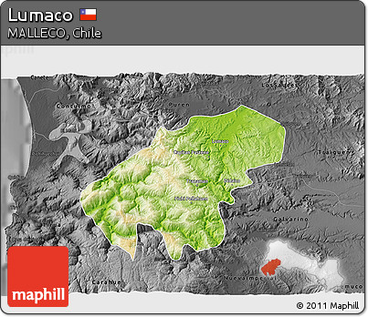 Physical 3D Map of Lumaco, darken, desaturated