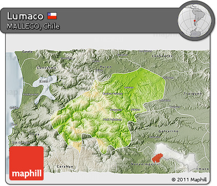 Physical 3D Map of Lumaco, semi-desaturated