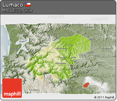 Physical 3D Map of Lumaco, semi-desaturated