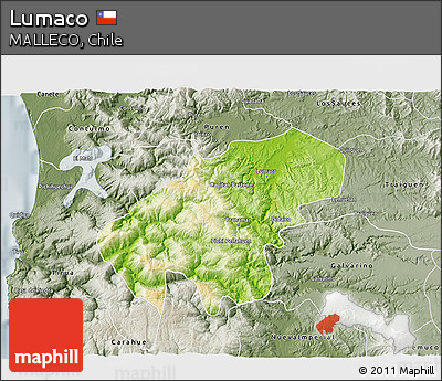 Physical 3D Map of Lumaco, semi-desaturated