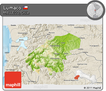 Physical 3D Map of Lumaco, shaded relief outside