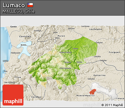 Physical 3D Map of Lumaco, shaded relief outside